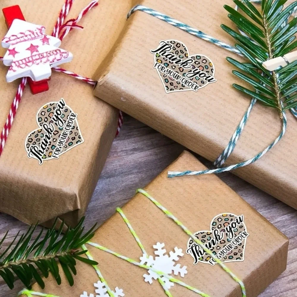 Leopards Heart ♥️ 500 Roll of Thank You Stickers 1.8” x 1.8” - Picture 2 of 7